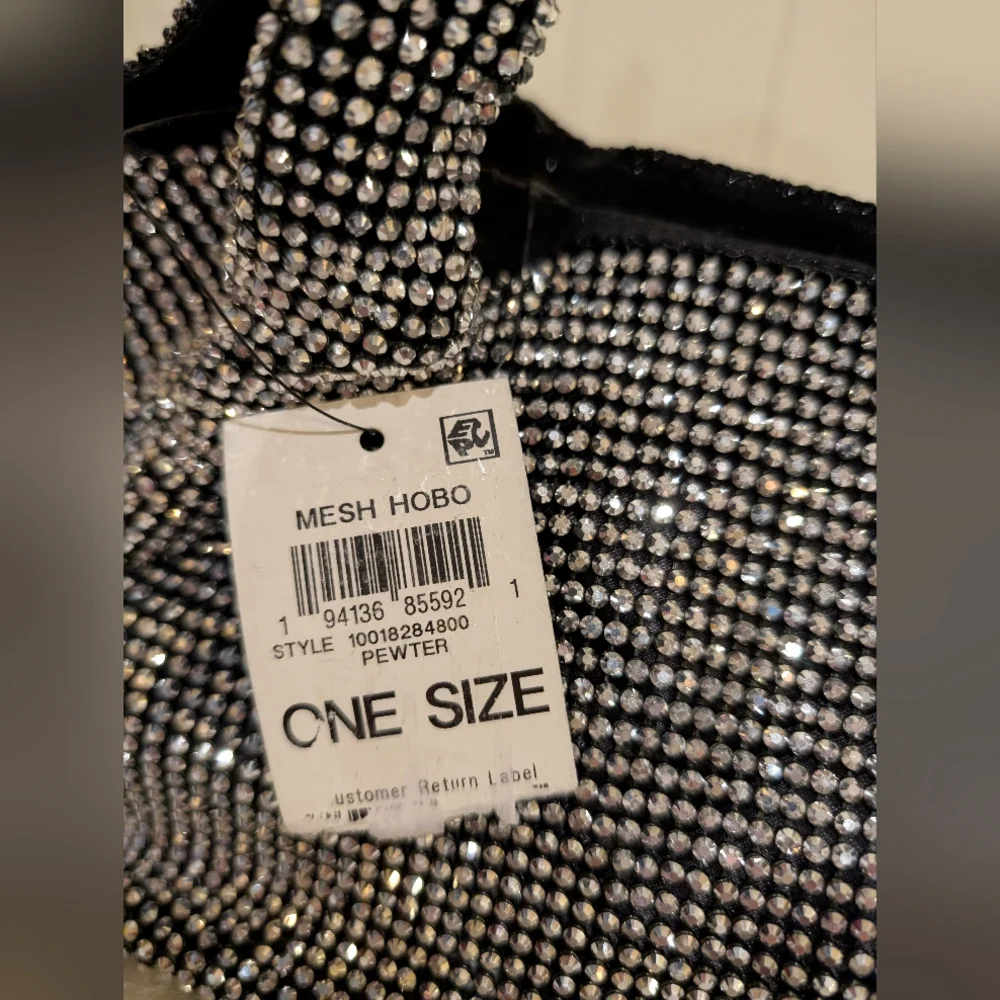 INC International Concepts Silver Mesh Hobo Bag - Picture 3 of 6